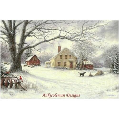 Needlework for embroidery DIY French DMC Color High Quality - Counted Cross Stitch Kits 14 ct Oil painting - Old Country Farm