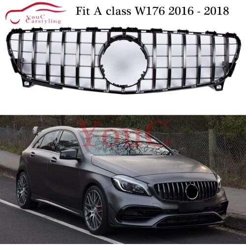 W176 GT grille Front Bumper GT R Grill Mesh for Mercedes A Class W176 facelift 2016 2017 2018 A180 A200 A250 A45 AMG GTR Grille