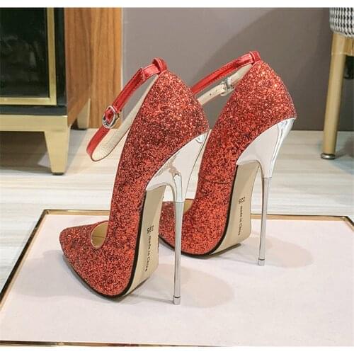 2020 New Arrival Women 16cm Extreme High Heel Pumps Pointed Toe Sexy Thin Heel Fetish Stilettos Party Unisex shoes Large Size 46