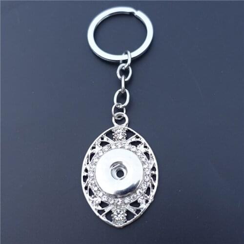 Rhinestone Round Flower Keyrings Metal 12mm Snap Buttons Keychains Jewelry