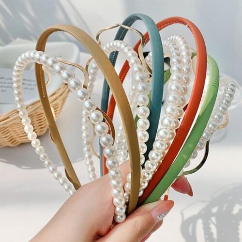 3pcs/set Solid Color Acrylic Leopard Hairbands For Women Hair Accessories Fashion Jewelry Elegant Simulated Pearl Gold Hair Hoop