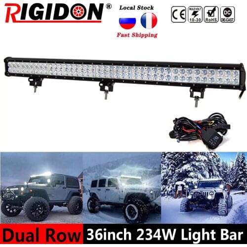 RIGIDON 36inch 234w 2-rows LED light bar Flood Spot Combo Beam for Jeep offroad Truck Car 12V 24V