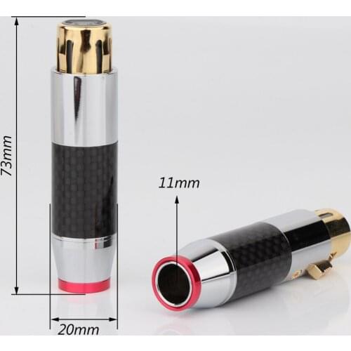4Pcs XR1814 Gold Plated Carbon Fiber Balance Audio Plug, XLR Female Connector adapter,Audio video connector jack