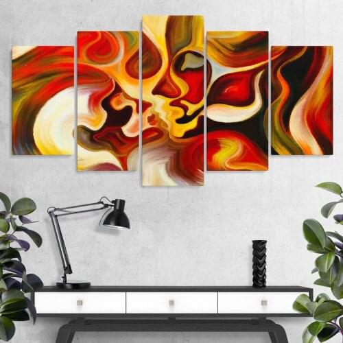 5 Pieces Wall Art Canvas Painting Love Abstract Couple Poster Modern Living Room Wall Painting Home Decoration Picture Framework