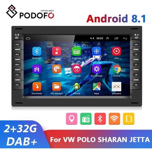 Podofo 2 din Android 8.1 Car Radio GPS Multimedia Player For VW Volkswagen GOLF POLO TRANSPORTER Passat b5 BORA MK5 SHARAN JETTA