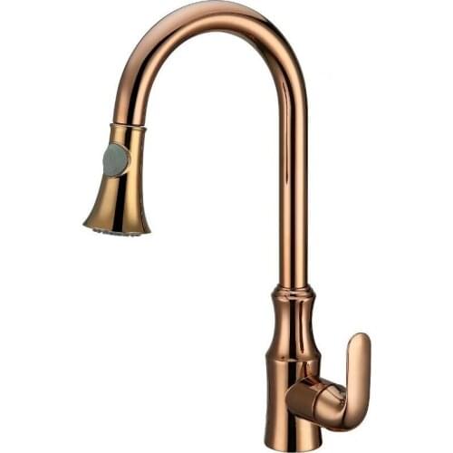 Free ship Rose old clour One Hole deck mounted Single Handle Pull-down Kitchen Faucet mixer tap