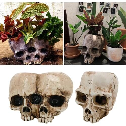 Human Skull Planter Halloween Ornament Garden Decoration Home Ornaments
