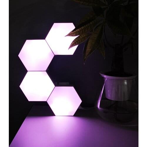Aurora Color Sounds Sensitive and RF Remote Controlled Hexagonal LED Night Light For Home Decoration
