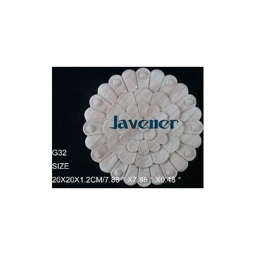 G32 -20x20x1.2cm Wood Carved Round Onlay Applique Unpainted Frame Door Decal Working carpenter Cabinet