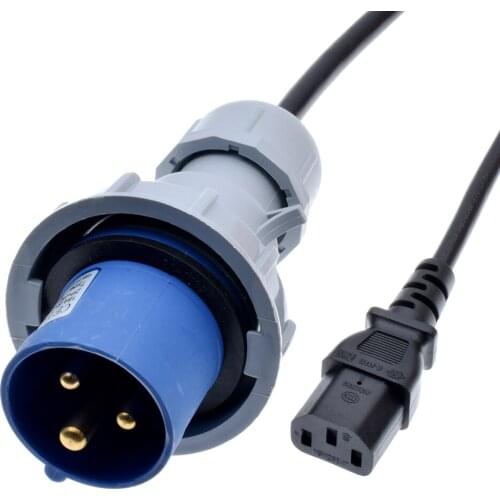 IEC309 316P6 to C13 Connector Power cord,Connect Device with IEC C14 Inlet receptacle into 316C6 Outlet ,IPX67,1.5mm wire gauge