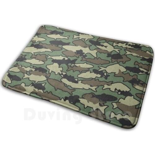 Fish Camo Jungle Mat Rug Carpet Anti-Slip Floor Mats Bedroom Fish Fishing Angling Angler Hunt Hunter Pattern Camo Camouflage