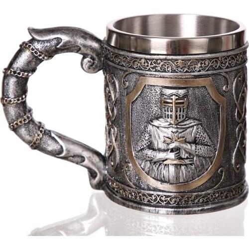 Medieval Templar Crusader Knight Mug Suit Of Armor Knight Of the Cross Beer Stein Tankard Coffee Cup