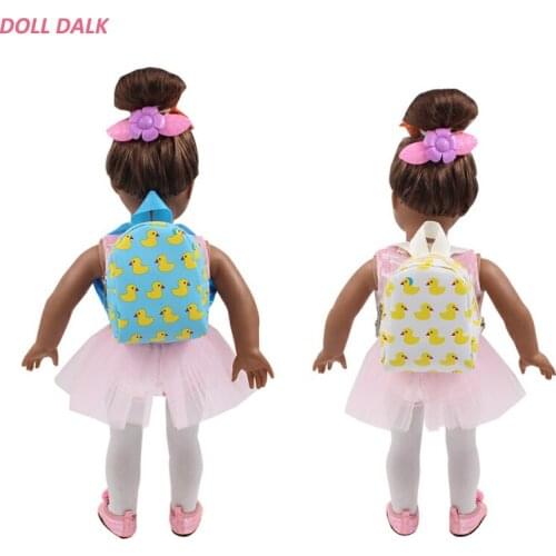 DOLL TALK Doll Accessories 2 Colors Cute Backpack Schoolbag Little Yellow Duck Bag For 18 Inch Doll