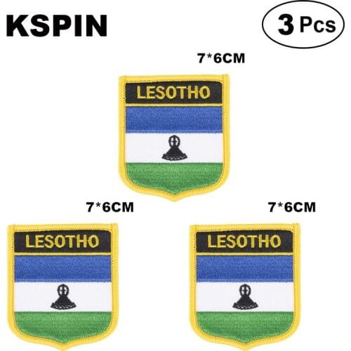 Lesotho Shiled Shape flag patches national flag patches for Cothing DIY Decoration