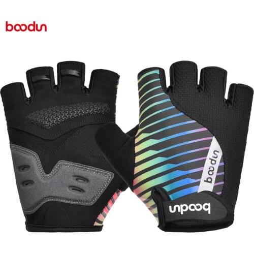 Boodun Summer MTB Road Cycling Gloves Half Finger Non-Slip Colorful Shockproof Silicone Breathable Gloves Cycling Equipment
