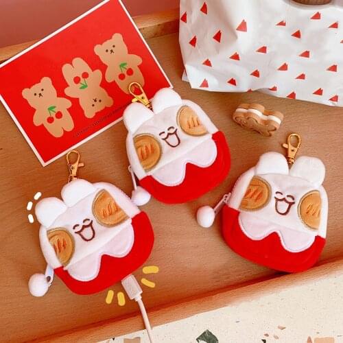 Cute Plush Animal Earphone Case For Airpods pro Cartoon Protective Cover Earphone Pouch For Airpods 2 Accessories With Keychain