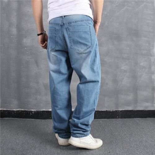 2019 New Japan Style Brand Mens Straight Denim Cargo Pants Biker Jeans Men Baggy Loose Blue Jeans With Side Pockets Jeans men