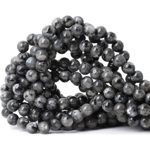 Natural Stone Black larvikite Labradorite Round Loose 15" Pick Size Strand 4 6 8 10 12MM Beads for Jewelry Making DIY Bracelets