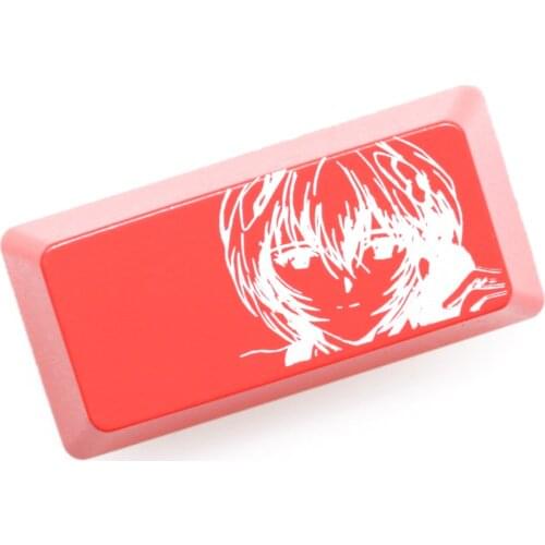 Novelty Shine Through Keycap ABS Etched Shine-Through EVA Asuka Ayanami Rei Ikari Shinji black red enter backspace for keyboard