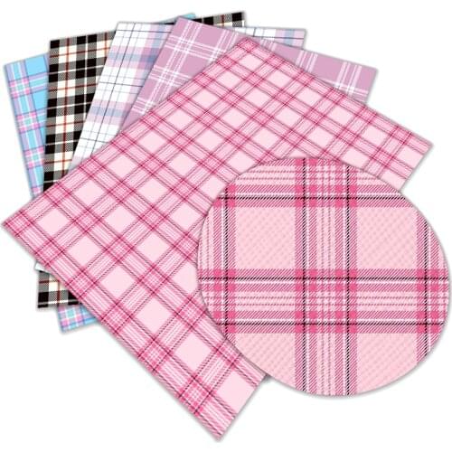 New Arrival Geometric Plaid Partoon A4 22x30cm Printed Faux Leather for DIY Bag Material Fabric L308 L309