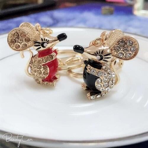 New Year 3D Mouse Keychain Cute gift car Key Ring lovers Handbag Pendant Jewelry Woman gift