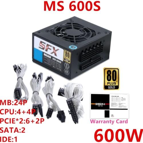 New Original PSU For Dianjipa 80plus Gold SFX AIO ITX A4 k77 k99 k55 G5 B2 Rated 600W Power Supply MS 600S