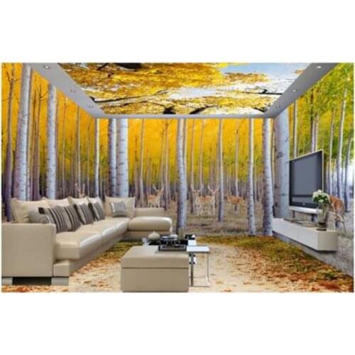 Beibehang Wallpaper Maple Leaf Sky Clouds Whole Room Background Modern Art 3d Living Room Painting Home Decoration wallpaper 3d