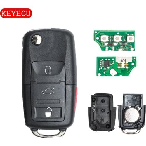 Keyecu Flip Remote Key Keyless Entry Transmitter 3+1 Button 315MHz chip ID48 for Volkswagen HLO: 1K0 959 753 H