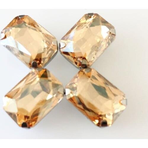 Golden Champion Rectangular High quality crystal glass loose rhinestones,Silver claw sew on stone DIY clothing accessories