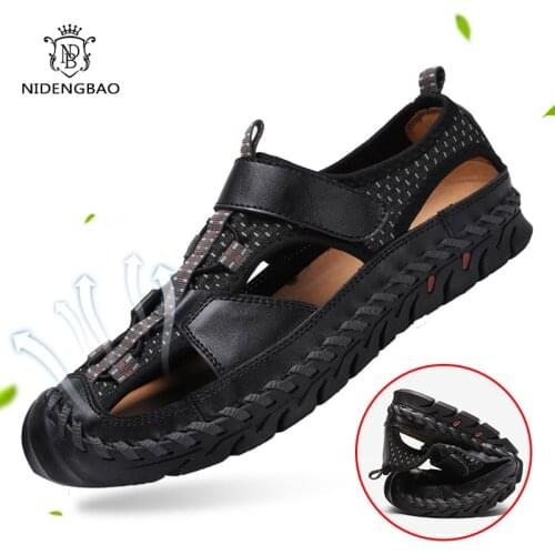 New Large Size 38-48 Handmade Shoes Men Summer High Quality Men Sandals Cowhide Stitching Breathable Comfy Casual Sandals Shoes