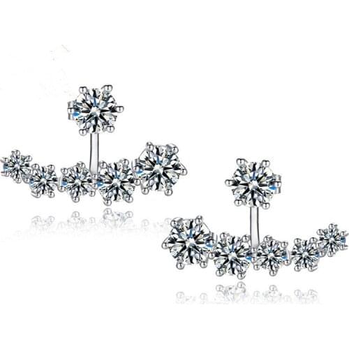 Silver earring 2017 New Fashion Flower Shiny Crystal Design 925 Sterling Silver Stud Earrings for Women Jewelry Wholesale Gift