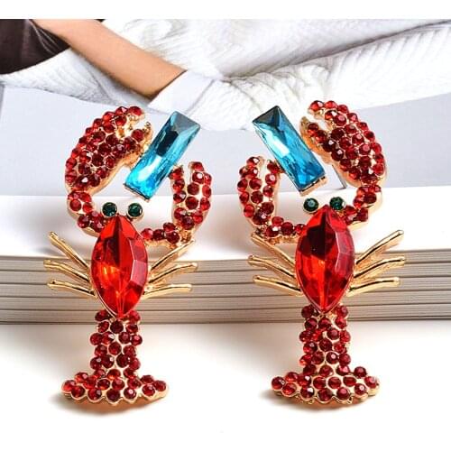 Wholesale Fashion Trend Red Crystal Metal Earrings Statement Fine Drop Earring High-quality Jewelry Accessories For Women