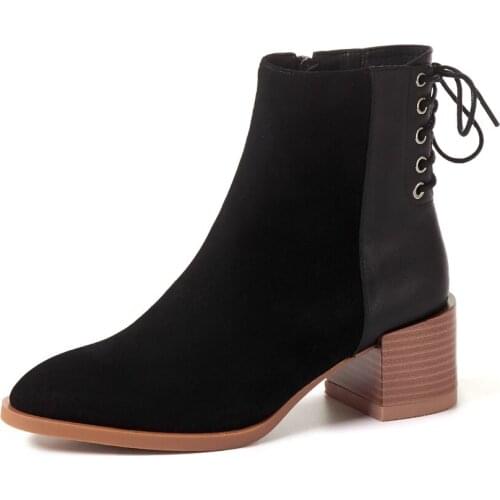 SKLFGXZY New style Genuine leather Fashion boots Female boots Womens boots High heels black cowhide Womens shoes