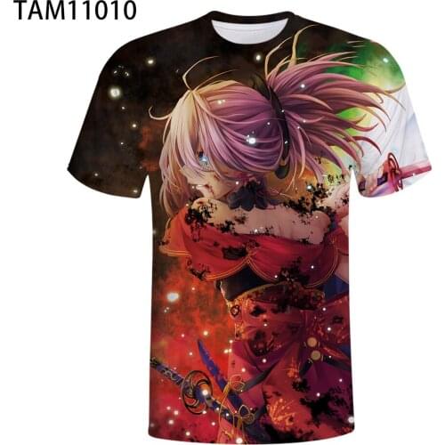 Sonspe Harajuku Cartoon Role Play Costume T-shirt Game Fate Grand Order mens T-shirt Short Sleeve womens T-shirt Casual Summer