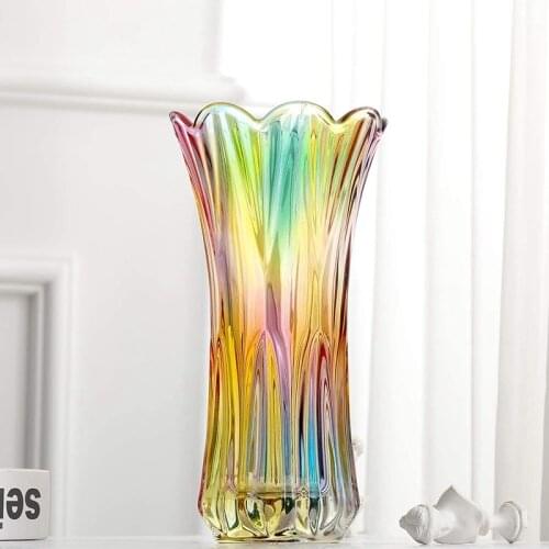 Glass Colorful Vase,Glass Flower Vase Decor for Home Dining Table Living Room,Office Wedding Holiday Party,Handmade