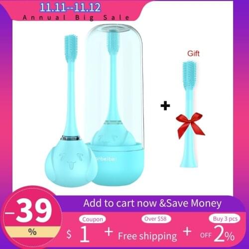 Three sided kid sonic electric toothbrush 2-10 years old USB rechargeable replacement 360 degree electric children toothbrush