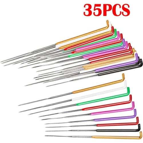 MIUSIE 35 Pcs 4 Types Felt Craft Needle Felting Wool Felt Pocked Needles Set Supplies with Felting Needles Color Coded Wool Fel