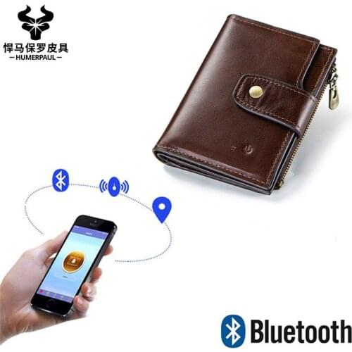 High End Mens Wallet RFID Leather Intelligent Bluetooth Anti Loss and Anti Theft Multi-functional Zero Wallet Mobile Phone Bag
