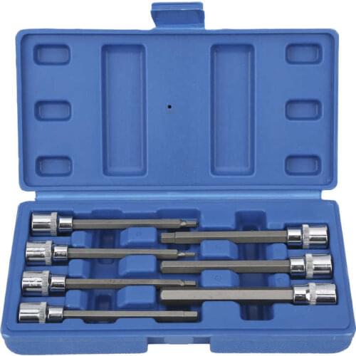Toolbox car repair tools 3/8in Hex Key Wrench Bit Socket Set Extra Long Steel for Home Car Using
