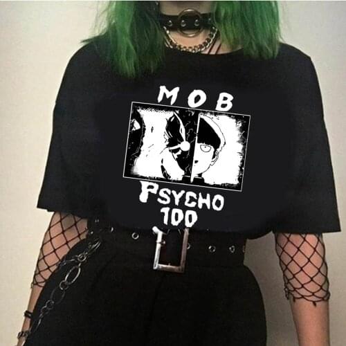 Japanese Anime Mob Psycho 100 TShirt Women Cartoon Graphic T Shirts Harajuku Funny Casual Female