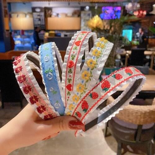 Retro Embroidery Flower Hairband Headband For Women Girls Vintage Turban Elastic Hair Hoop Accessories Hairstyle Bezel Headdress