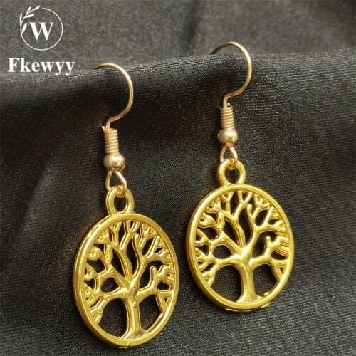 Fkewyy Earrings For Women Luxury Jewelry Gothic Accessories Christmas Tree Gold Hoop Earrings Fashion Jewellery Girls Party Gift