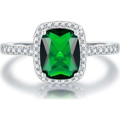 OneRain Classic 100% 925 Sterling Silver 7 * 9MM Gemstone Birthstone Wedding Engagement Women Ring Jewelry Wholesale Size 5-11