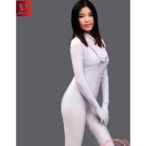 MEISE Women Cosplay Full Body Shiny Leotard Bodysuit High Elastic Lycra Zipper Open Crotch Bodysuit Club Wear Video Props Wear