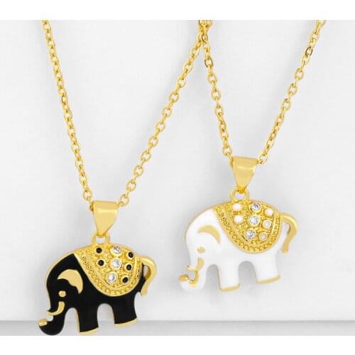 Gold Elephant Necklaces Pendants for Women With Stone CZ Chains Charm Necklace Statement Animal Fashion Jewelry Gifts nkeq06