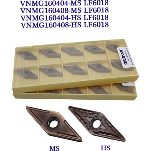 10PCS VNMG160404 VNMG160408 MS HS LF6018 100% original DESKAR Carbide Insert Cutter CNC Lathe Turning Tool For Stainless Steel