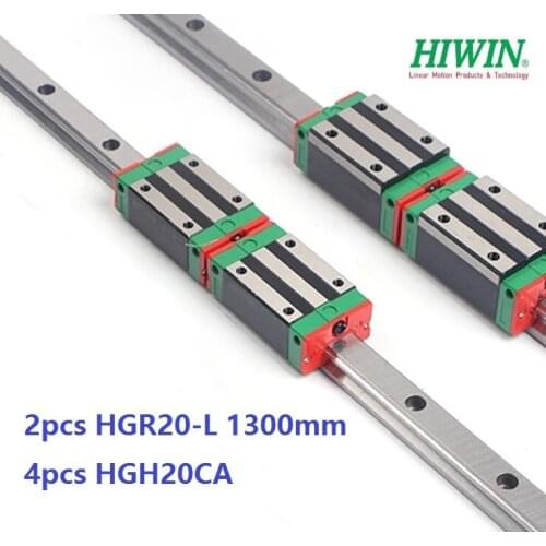 2pcs 100% Original New Hiwin HGR20 -L 1300mm linear guide/rail + 4pcs HGH20CA linear narrow blocks for CNC router