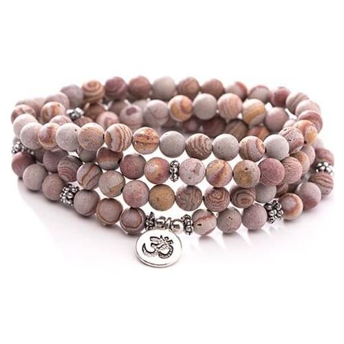 108 beads 8mm elastic adjustable Lotus life tree Buddha OM eye Chakra Reiki agate Onyx Yoga Bracelet necklace y4f