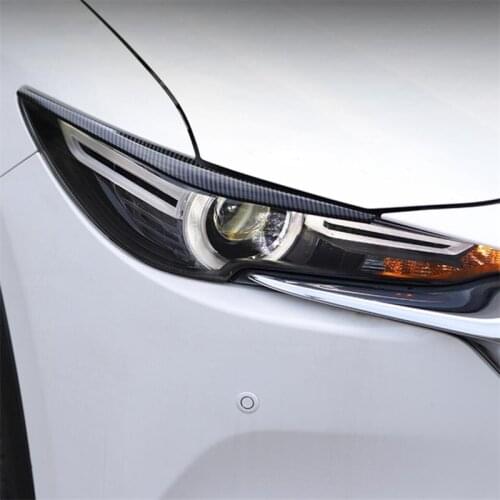 Abaiwai Car-Styling For Mazda CX5 CX-5 2017 2018 ABS Chrome Front Head Light Eyebrow Lamp Cover Trim light Strip Molding Garnish
