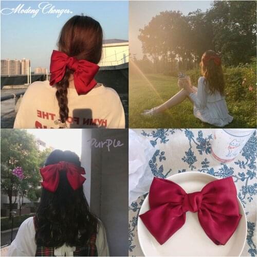 2020 Soft Chiffon Hairgrips Fashion Hair Clip Barrette Big Large Bow For Woman Girls Satin Trendy Lady Hairpin Hair Accessories